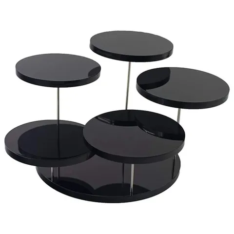 Espositore per Gioielli in Acrilico a 5 Strati Supporto per Anello Girevole Rotondo Organizer Trasparente Nero Bianco Vetrina da Tavolo