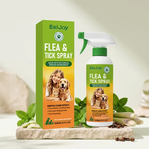 EELJOY Spray Antipulgas y Garrapatas para Mascotas Fórmula Herbal Antipulgas Repelente de Mosquitos Cuidado del Pelo Líquido Para Perros