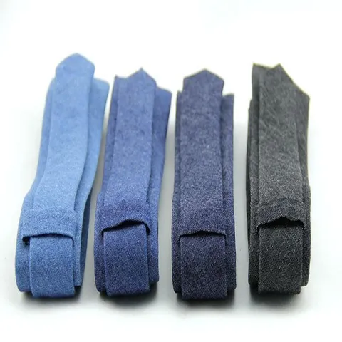 Heren Casual Denim Stropdas Effen Kleur Katoen Smalle Stropdas Zakelijk Bruiloft Formeel Hals Kleding Mode Accessoire