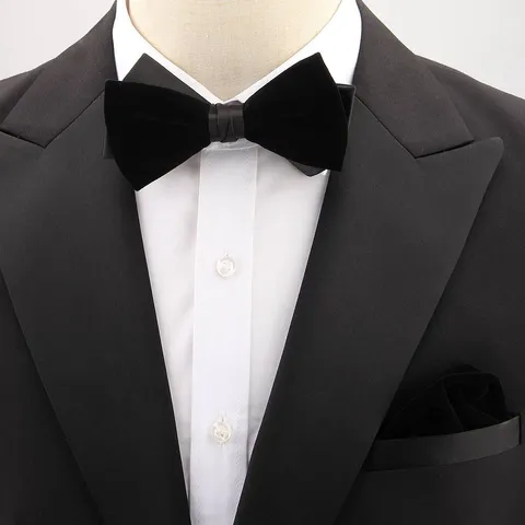 Men Vintage Velvet Bow Tie And Pocket Square Set Elegant Groom Wedding Party Tuxedo Bowtie Accessories