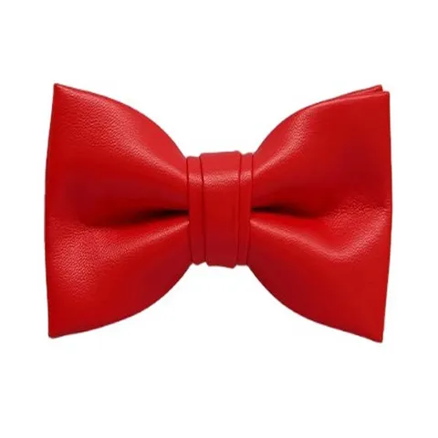 Heren Stijlvolle Handgemaakte PU Leer Vlinderdas Klassieke Effen Kleur Smalle Strik Halsbekleding Voor Bruiloft Feest