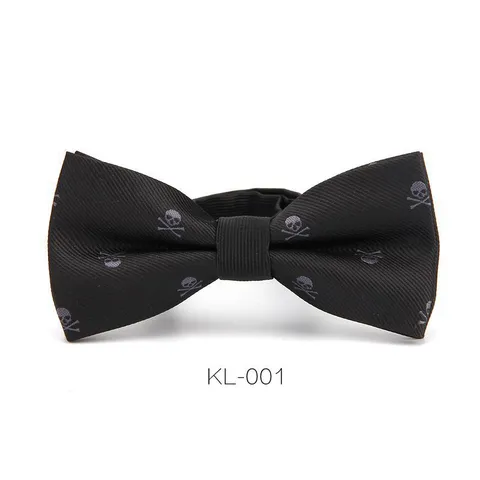 Men's Novelty Skull Bow Tie Polyester Jacquard Bowtie Halloween Party Formal Suit Neckwear Accessory