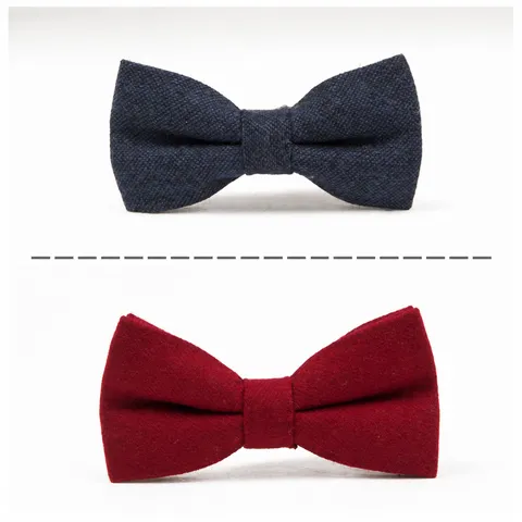 Men's Fashion Wool Bow Tie Classic Solid Color And Herringbone Business Wedding Groom Bowtie Neckwear