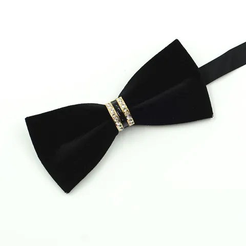 Stile Coreano Uomo Velluto Farfallino Strass Anello di Metallo Banchetto Matrimonio Formale Farfallino Accessori da Collo Moda