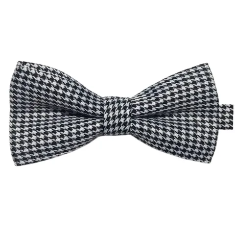 Men's British Style Houndstooth Bow Tie Classic Jacquard Polyester Bowtie Business Wedding Party Fashion Neckwear
