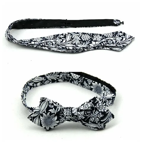 Fashion Men Cotton Bowtie Floral Printed Adjustable Handmade Pointed Bow Tie Wedding Business Party Neckwear
