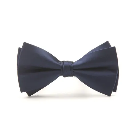 Men's Solid Color Bow Tie Classic Double Layer Satin Bowtie For Wedding Business Party Formal Suit Groom Men Accessories