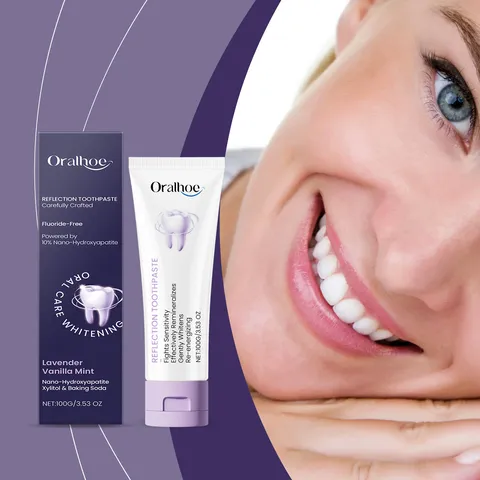 Dentifrice Blancheur Xylitol Oralhoe Haleine Fraiche Soin des Gencives Lavande Vanille Menthe