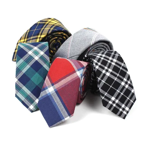 Men's Narrow Plaid Tie British Style Business Casual Jacquard Woven Necktie For Suit JK Uniform Cotton Neckwear
