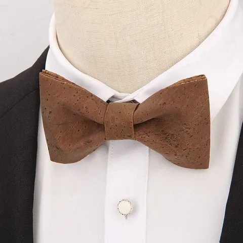 Men's Fashion Casual Party Wooden Cork Bow Tie Geometric Printed Adjustable Groom Wedding Neckwear