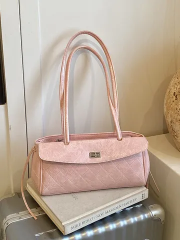 Gynaikeia Moda Kapitonie Tsanta Omon Derma PU Casual Commuter Tsanta Maschalis Me Metaliko Kleistomo Tsanta