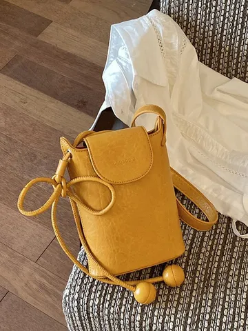 Borsa a Tracolla Mini in Pelle PU da Donna Piccola Borsa per Telefono Secchiello