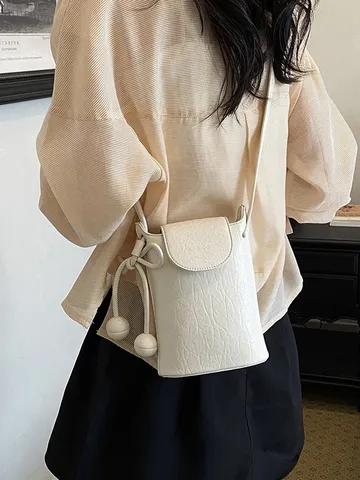 Borsa a Tracolla Mini in Pelle PU da Donna Piccola Borsa per Telefono Secchiello