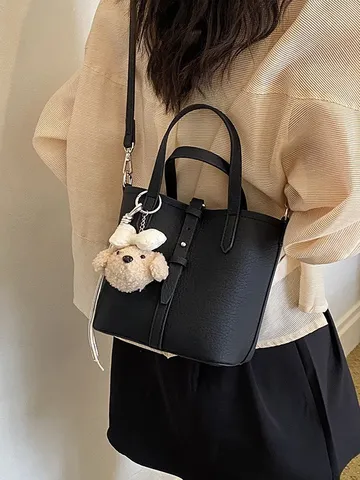 Γυναικείο Μόδας Δέρμα PU Μοτίβο Litchi Tsanta Bucket Casual Commuter Moni Omou Hstochantou Me Charmant Pendant