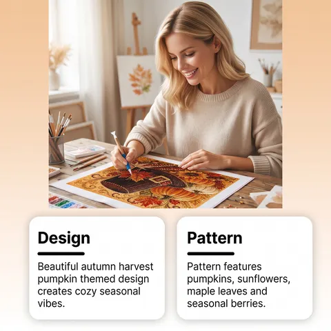 Autumn Pumpkin Thanksgiving Diamond Painting Kit DIY Handmade Wood Frame Rhinestone Mosaic Art Home Decor Holiday Gift