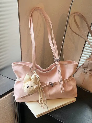 Sac Cabas Souple en Cuir PU pour Femmes Grande Capacité Sac d'Épaule de Navette Sac à Main de Mode