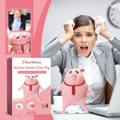 Juguete Aliviador de Estrés de Cerdo Rosa Lindo Dibujo Animado Animal Squishy Caucho Termoplástico Juguete de Descompresión Para Jóvenes Adultos
