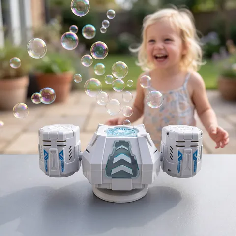 Electric Bubble Machine Mecha Warship Design Dual-Spray Automatic Bubble Blower Outdoor Toy For Kids