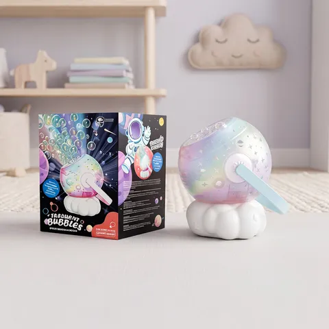 Galaxy Projection Bubble Machine Colorful Lights Astronaut Design Outdoor Interactive Toy
