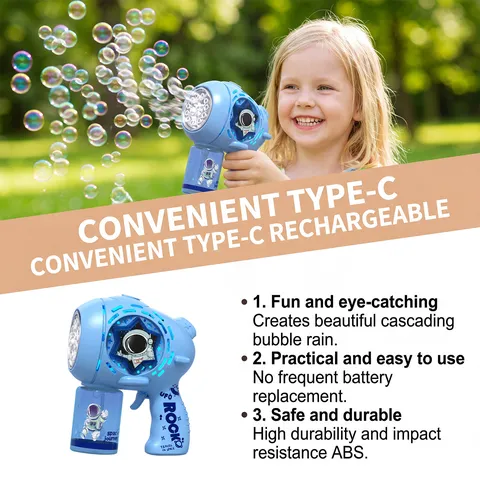 Weltraum Spray Seifenblasenpistole Elektrische Seifenblasenmaschine Mit Licht Sichere ABS Material Outdoor Interaktives Spielzeug Für Kinder