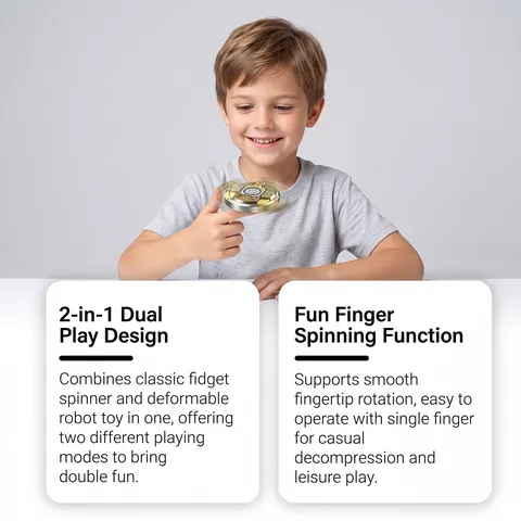 Deformation Robot Fidget Spinner Toy Mechanical Transforming Fingertip Gyro Stress Relief Toy For Kids Adults