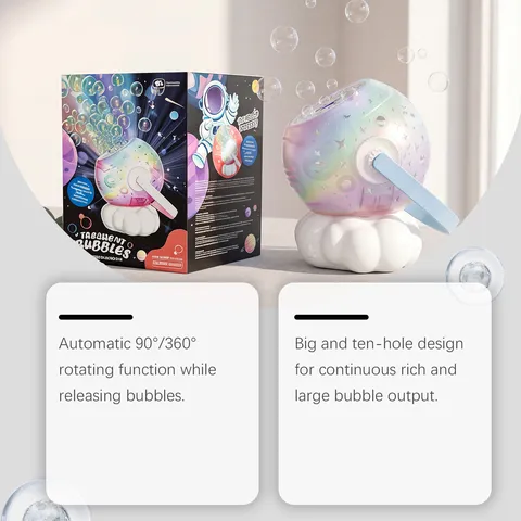 Galaxy Projection Bubble Machine Colorful Lights Astronaut Design Outdoor Interactive Toy