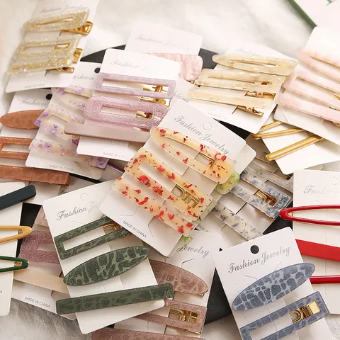 Fashion Cellulose Acetate Hair Clips 3-Piece Set Geometric Side Clip Bangs Hairpin Hair Accessories For Women