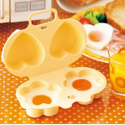 Microwave Egg Cooker PP Plastic Flower And Heart Double Grid Egg Boiler Kitchen Cooking Tool For Microwave