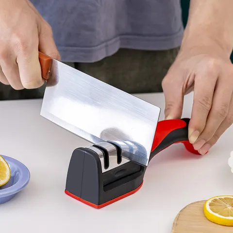 Multifunctional Kitchen Knife Sharpener 3 Stage Manual Sharpener Tool Ergonomic Handle Quick Sharpening Kitchen Gadget