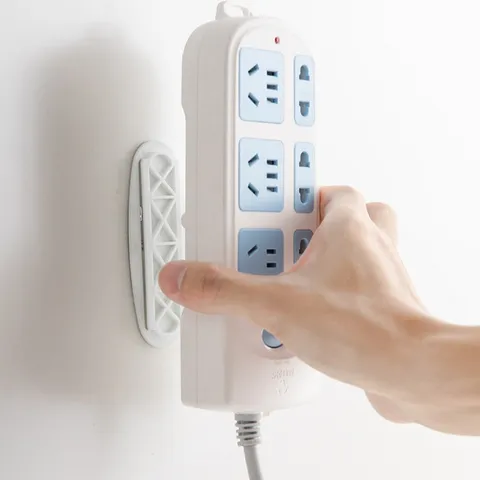 Wall Mounted Power Strip Holder Punch Free Router Organizer Socket Fixer Plastic Storage Rack For Home Living Room