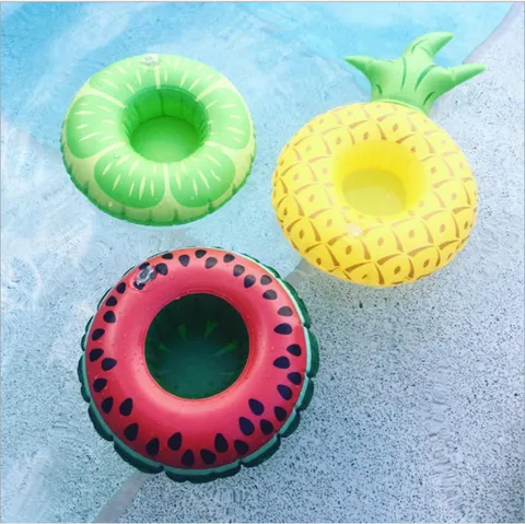 Inflatable Drink Holder PVC Pool Float Coaster Cute Cartoon Animal Fruit Float Cup Stand For Swimming Pool Party Drinkware