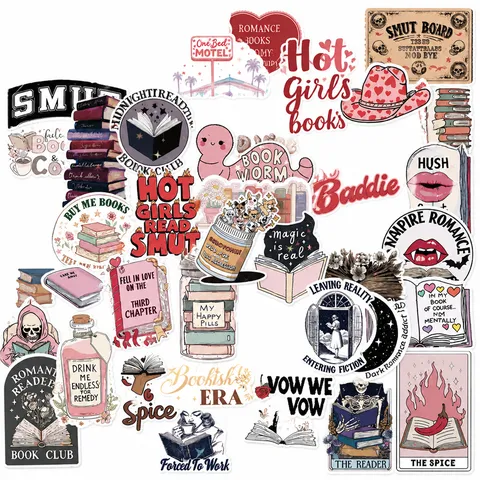 Cute Cartoon Reading Theme Waterproof Stickers Bookish Quotes Graffiti Decals For Luggage Water Bottle