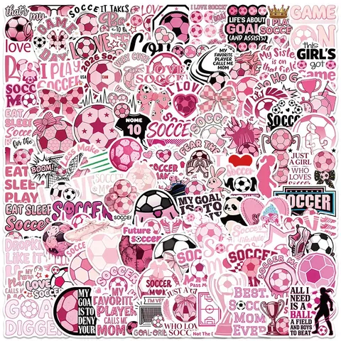 Pegatinas Impermeables de Graffiti de Fútbol Rosa Calcomanías Estéticas Femeninas Para Equipaje Portátil Guitarra Decoración de Diario