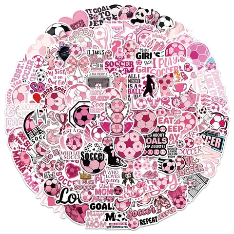 Pegatinas Impermeables de Graffiti de Fútbol Rosa Calcomanías Estéticas Femeninas Para Equipaje Portátil Guitarra Decoración de Diario