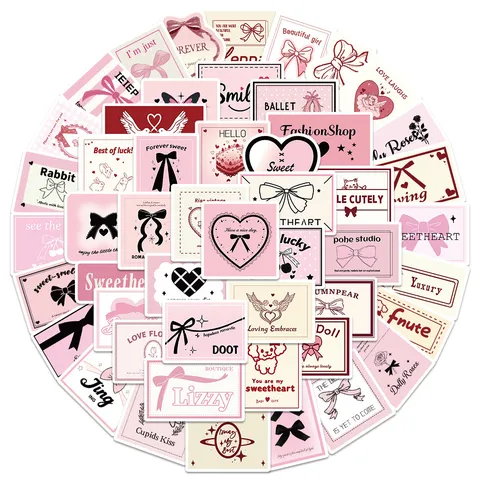 Roze Hart Strik Stickers Schattige Esthetische Kantoorartikelen Stickers Voor Dagboek Notitieboekje Fles