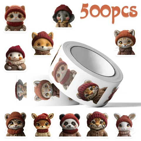 Cute Animal Portrait Stickers Waterproof PVC Decals Cartoon Decorative Stickers For Laptop Phone Envelope Sealing