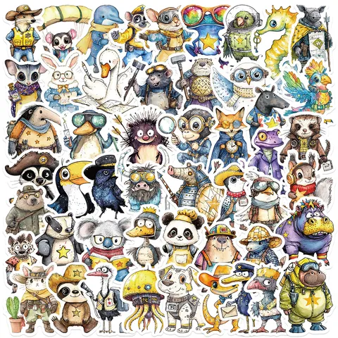 Cute Cartoon Wildlife Portrait Waterproof Vinyl Decals For Suitcase Phone Laptop Computer DIY Craft Decoration