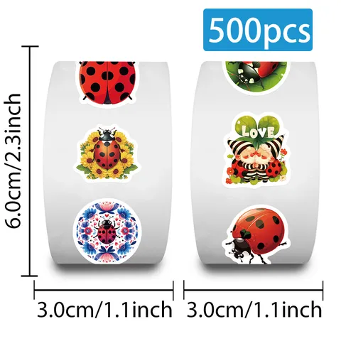 Cartoon Ladybug Adhesive Stickers Waterproof Decals For Luggage Notebook Phone Cute Decorative Pattern