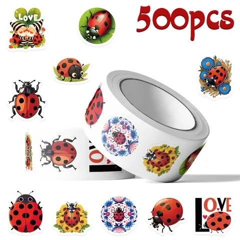Cartoon Ladybug Adhesive Stickers Waterproof Decals For Luggage Notebook Phone Cute Decorative Pattern