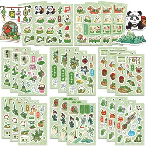 Dragon Boat Festival Stickers Cute Cartoon Zongzi Decals Waterproof PVC Journaling Stationery Decorative Stickers