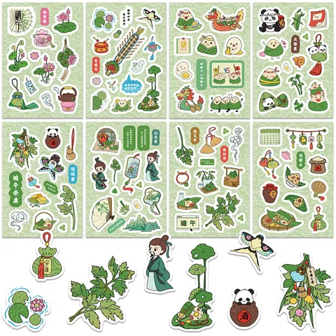 Dragon Boat Festival Stickers Cute Cartoon Zongzi Decals Waterproof PVC Journaling Stationery Decorative Stickers