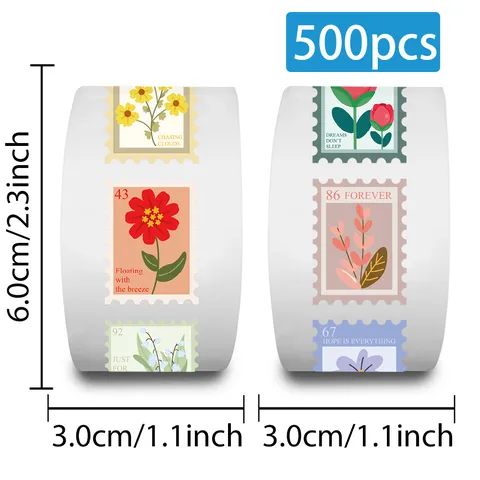Vintage Floral Stamp Rollenaufkleber Ästhetische Dekorative Schreibwaren Aufkleber Für Tagebuch Koffer Wasserflasche