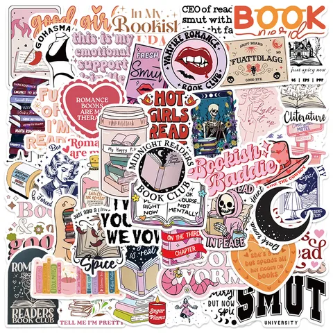 Reading Theme Waterproof Vinyl Stickers Aesthetic Book Lover Decals For Laptop Luggage Helmet DIY Scrapbooking Art Craft