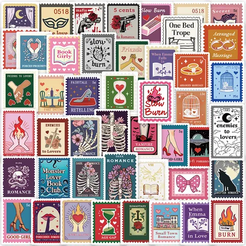 Αυτοκόλλητα Βινυλίου Retro Book Trope Stamp Αδιάβροχα DIY Χαριτωμένα Decals Για Μπουκάλι Νερού Laptop Τηλέφωνο Διακοσμητική Τέχνη