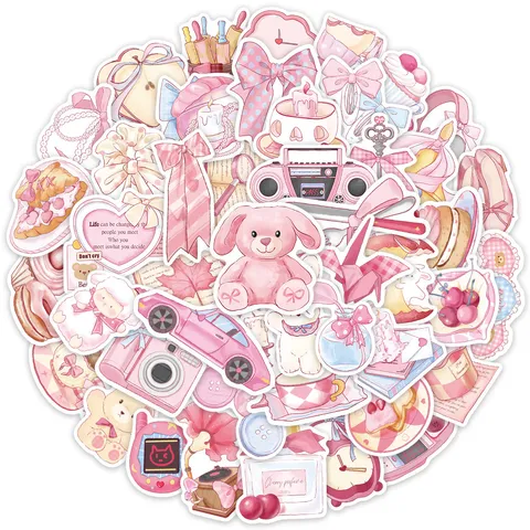 Leuke Roze Meisjes Hart Esthetische Stickers Waterdichte PET Decoratieve Stickers Set Voor Notitieboekje Dagelijks Telefoon DIY Scrapbooking