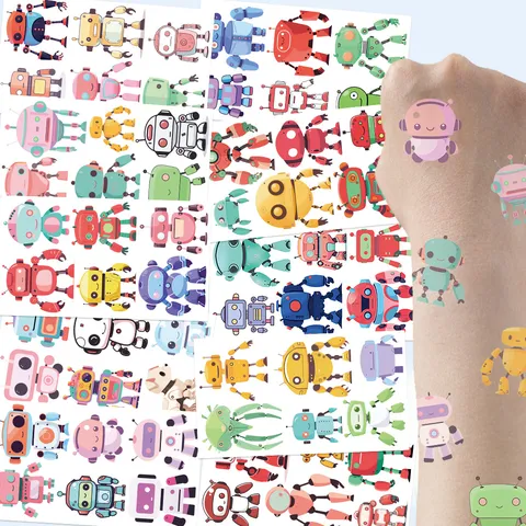 Kids Temporary Tattoo Stickers Cartoon Robot Waterproof Body Art Fake Tattoos For Party Favors Children Entertainment Toys