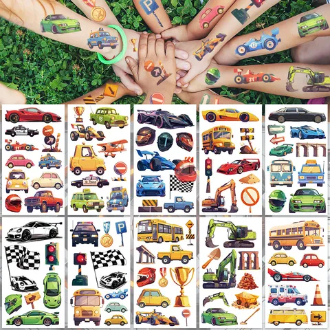 JDM Racing Wasserdichte Temporäre Tattoo Sticker Kinder Jungen Partygeschenke Cartoon Auto Aufkleber Body Art