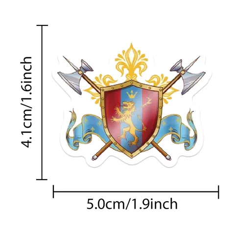 Autocollants de Chevalier Médiéval Stickers en Vinyle Imperméables Armure Rétro Bouclier Épée Pack pour Ordinateur Portable Bouteille d'Eau Bagages