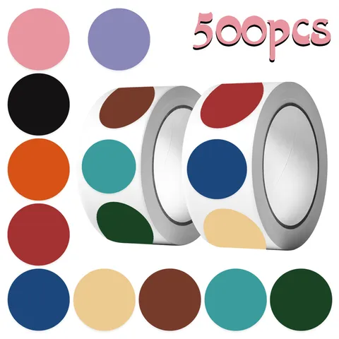 Colorful Round Dot Stickers Self Adhesive Waterproof PVC Decals For Notebook Envelope Gift DIY Seal Decor