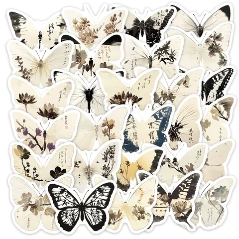 Chinese Style Ink Butterfly Stickers Waterproof PVC Decals For Laptop Guitar Phone Cup DIY Decorative Art Craft